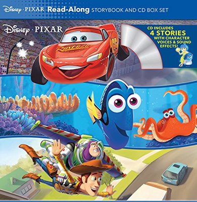 【Disney】Storybook+CD Pixar BoxSet，【迪士尼】故事书+CD套装·寻找多莉,玩具总动员,汽车总动员,头脑特工队
